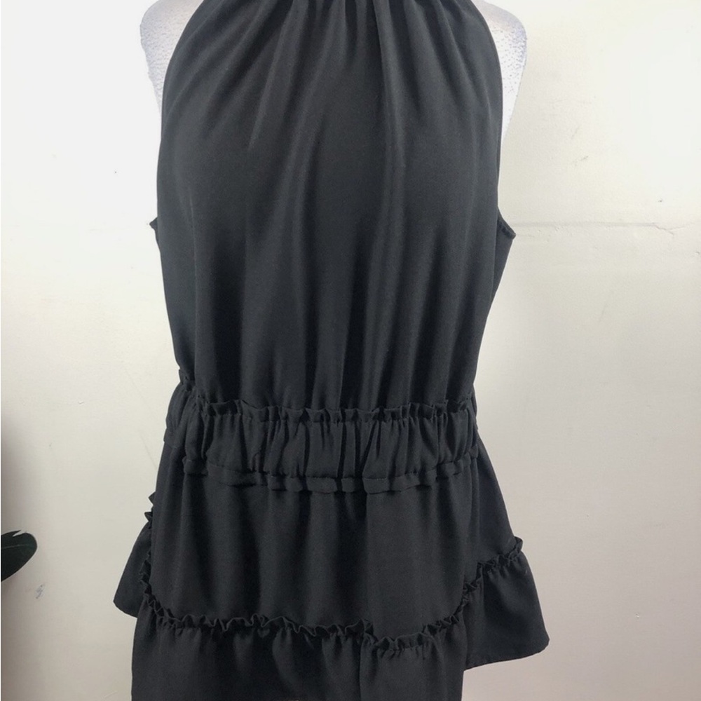 Black Ruffled Halter Top - Picture 2 of 5